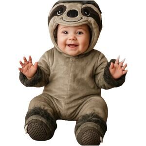 Silly Sloth Halloween Costume Baby 6 12 Months Plush Faux Fur dress up Animal